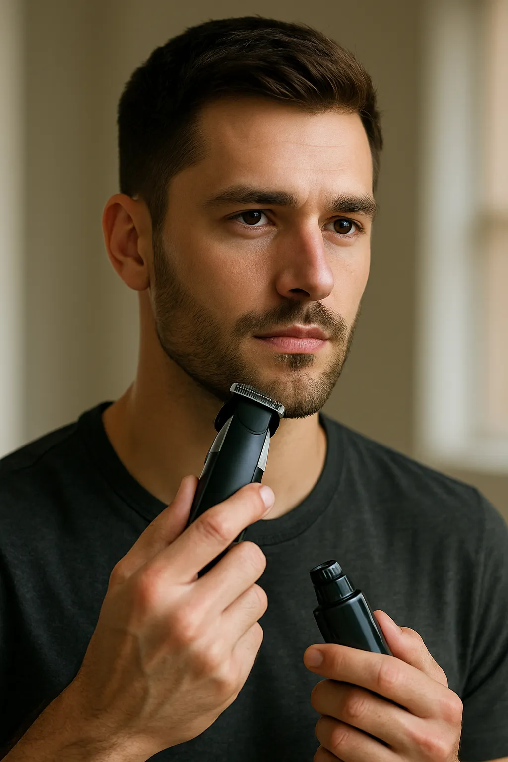 Ein Mann mit Trimmer
